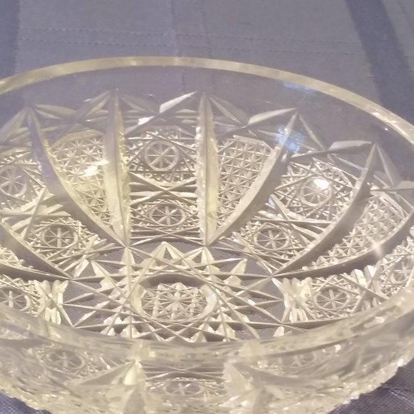 Vintage Cut Clear Crystal Glass Candy Dish Bowl With Lid - Picture 10 of 12